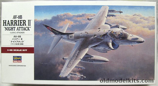 Hasegawa 1/48 AV-8B Harrier II Night Attack - US Marines VMA-311 Tomcats 1998 / MVA-513 Nightmares 1998, PT34 plastic model kit